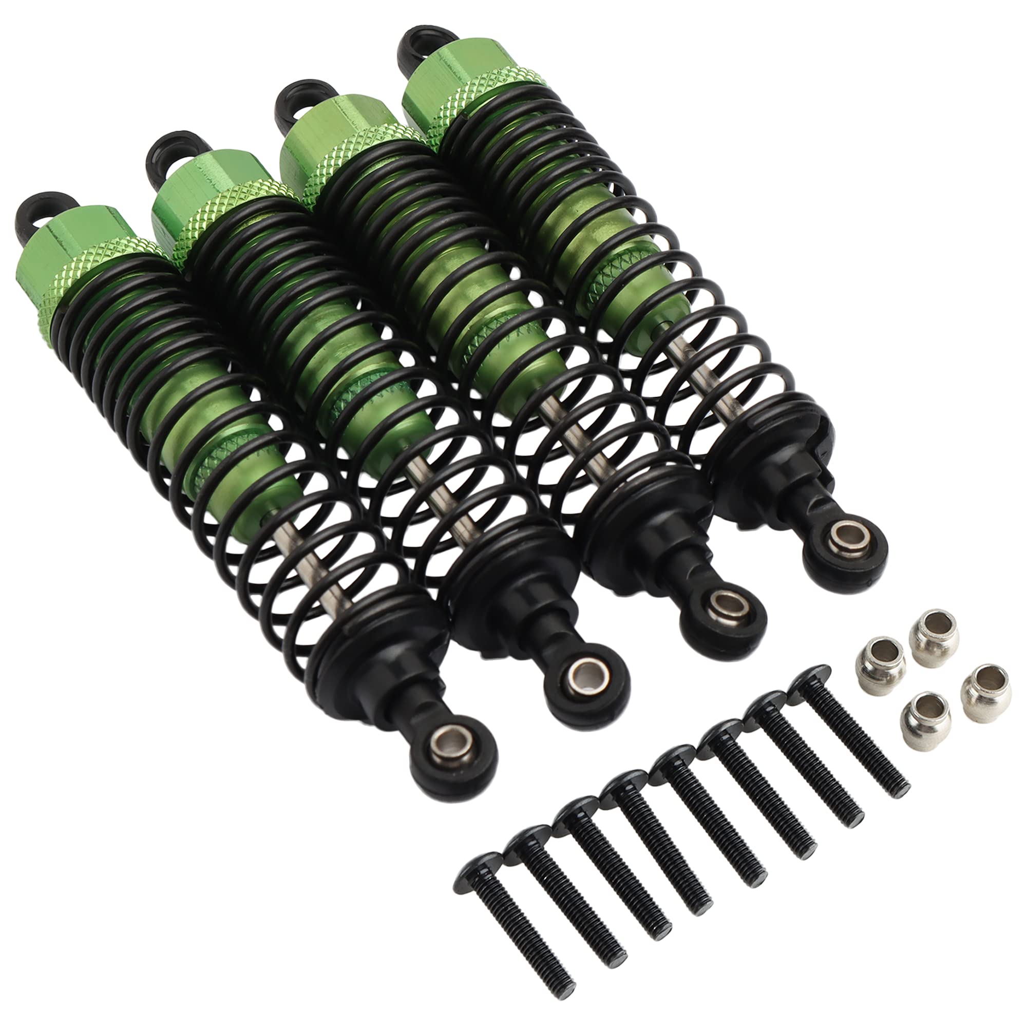 GDOOL Front Rear RC Shock Absorber, 4-Pack Aluminum 98mm Adjustable Assembled Suspension for 1:10 Redcat HSP 94166 94106 94107 94155 94170 Buggy Truck Crawler Upgraded Hop-up Parts(Green)