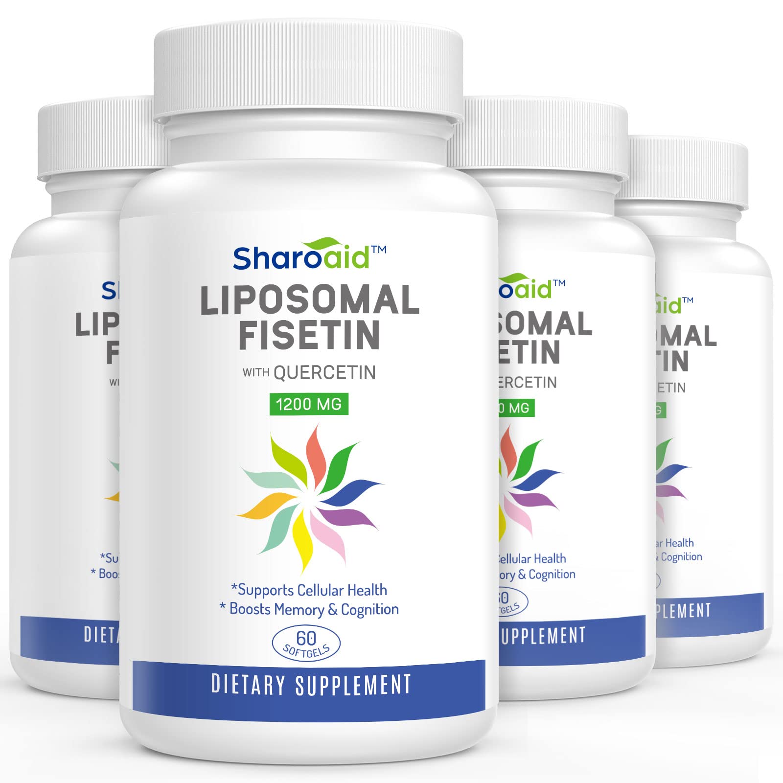 Liposomal Fisetin with Quercetin Supplements 1200 mg per Serving,4 Bottle 60 Count (Pack of 4)