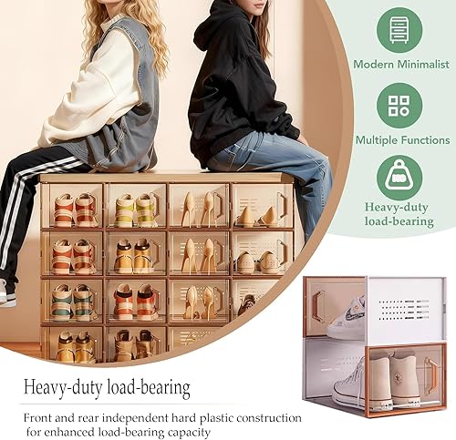 Miniatura 4 de Organizador de zapatos apilable para armario, organizador de zapatos portátil de plástico, caja de almacenamiento de zapatos de gran capacidad con
