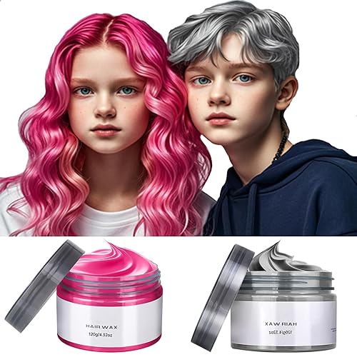 Cera temporal de color de cabello, tinte de cera lavable para hombres y mujeres, 4.23 onzas de ceniza de arcilla para cabello loco, fiesta de