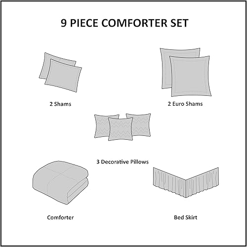 Miniatura 6 de Madison Park juego de edredón, diseño moderno y acogedor para todas las estaciones, falda de cama a juego, almohadas decorativas, tamaño queen (90 x