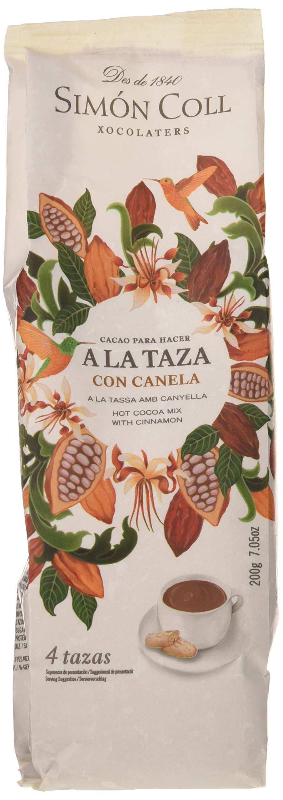 Chocolates Simón Coll Chocolate a la taza 180gr Sin Gluten 28% Cacao con Canela