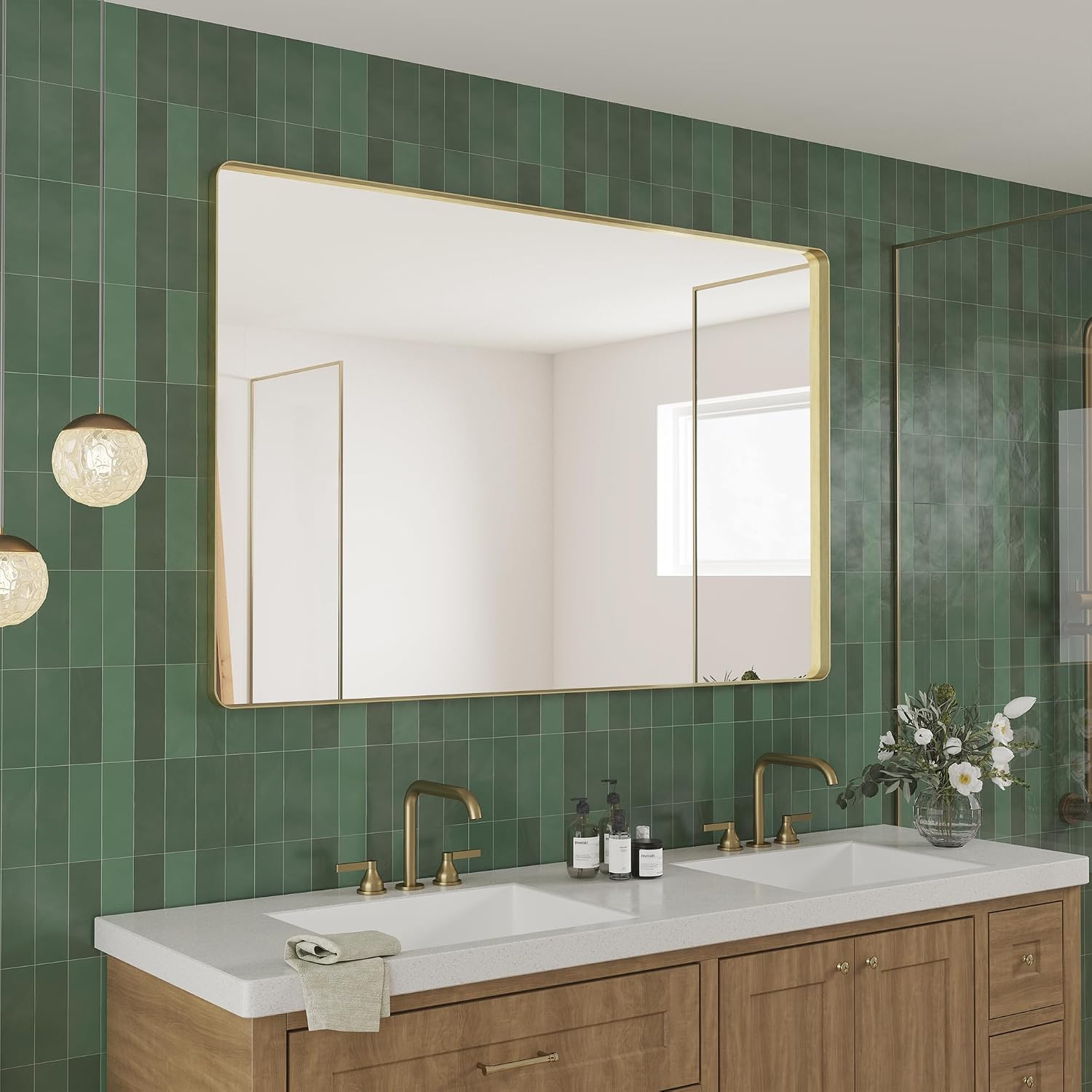 CASAINC LED Bathroom Mirror with Front and Backlight, Anti-Fog Mirror with Lights, Stepless 3 Colors Temperature & Dimmable Bathroom Mirror, Memory Function, Tempered Glass, Shatter-Proof