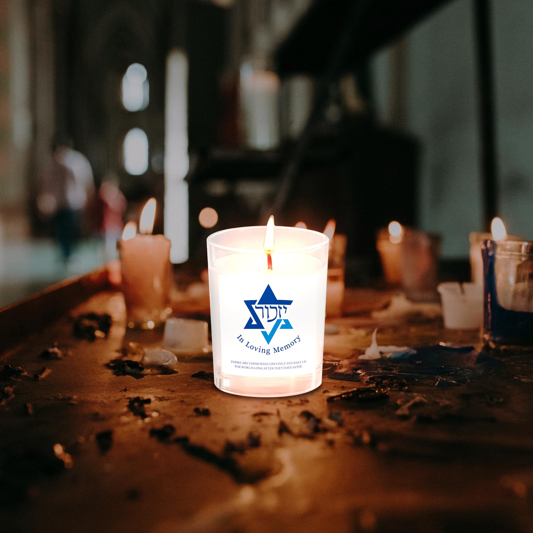 Yahrzeit Świece – świece pamiątkowe Yahrzeit, świece pamiątkowe na utratę ukochanej osoby, żydowskie świece pamiątkowe, naturalna świeca z wosku sojowego, ręcznie nalewana 170 ml