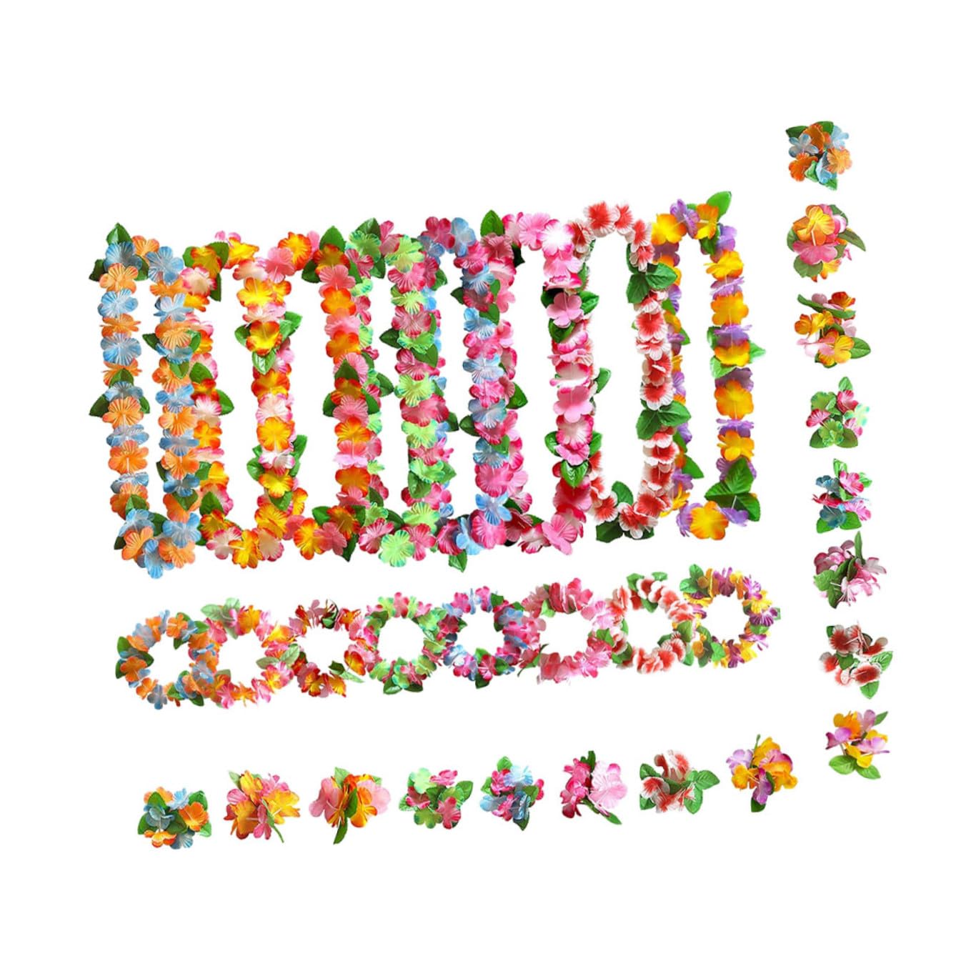 PartyKindom 1 Set Kit Completo con Ghirlande Cerchietti e Bracciali per Feste Estive e Tematiche con Fiori Colorati per e Spiaggia