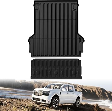 LASFIT Truck Bed & Tailgate Mat for Ford Maverick 2026 2025 2024 2023 2022 Hybrid & Gasoline Custom Fit TPE All Weather Truck Bed & Tailgate Liner Not fit with Drop-in Liner, 2pcs Black