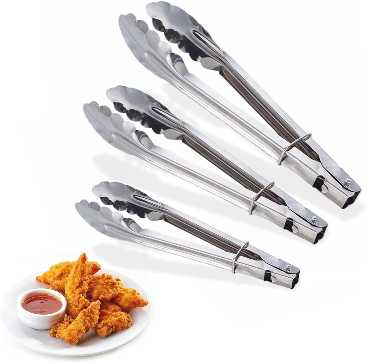 3 Pcs Kitchen Tongs, Air Fryer Tongs Heat Resistant Tongs Kitchen
