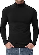Poriff Men's Turtleneck Tops Fleece Lined Pullover Thermal Long Sleeve Casual Slim Fit Basic Sweater