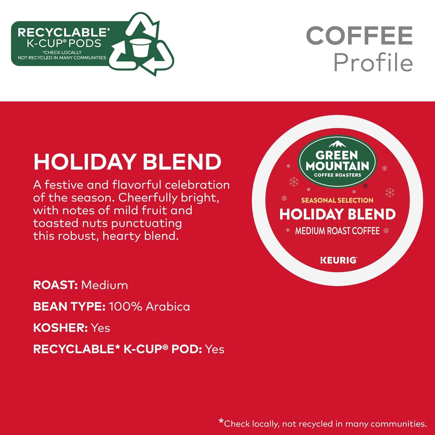 Green Mountain Coffee Roasters Holiday Blend, Keurig Single Serve K-Cup Pods, 96 Count
