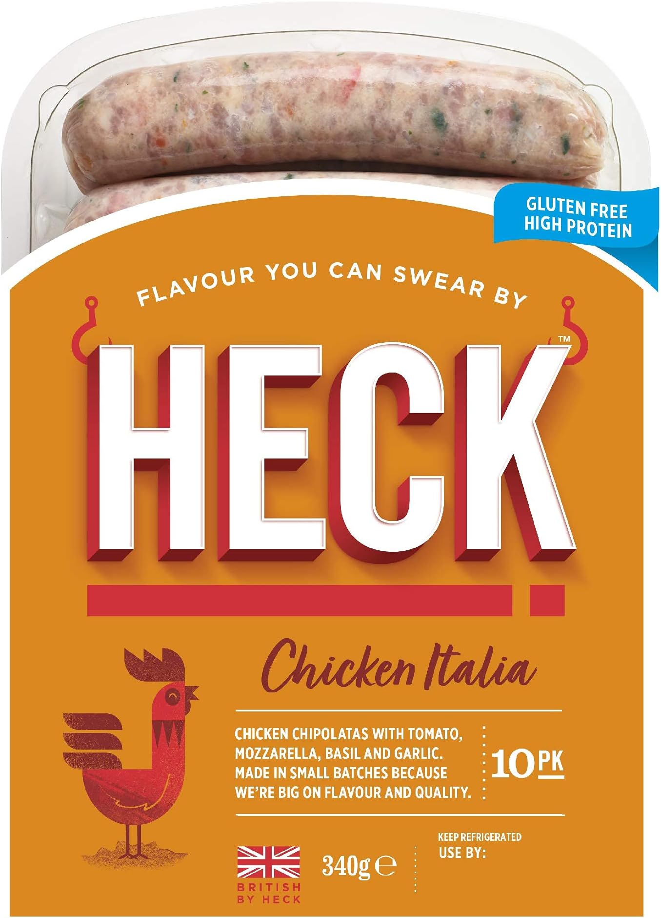 Reduced Shelf Life, Heck 10 Chicken Italia Sausages, 340g