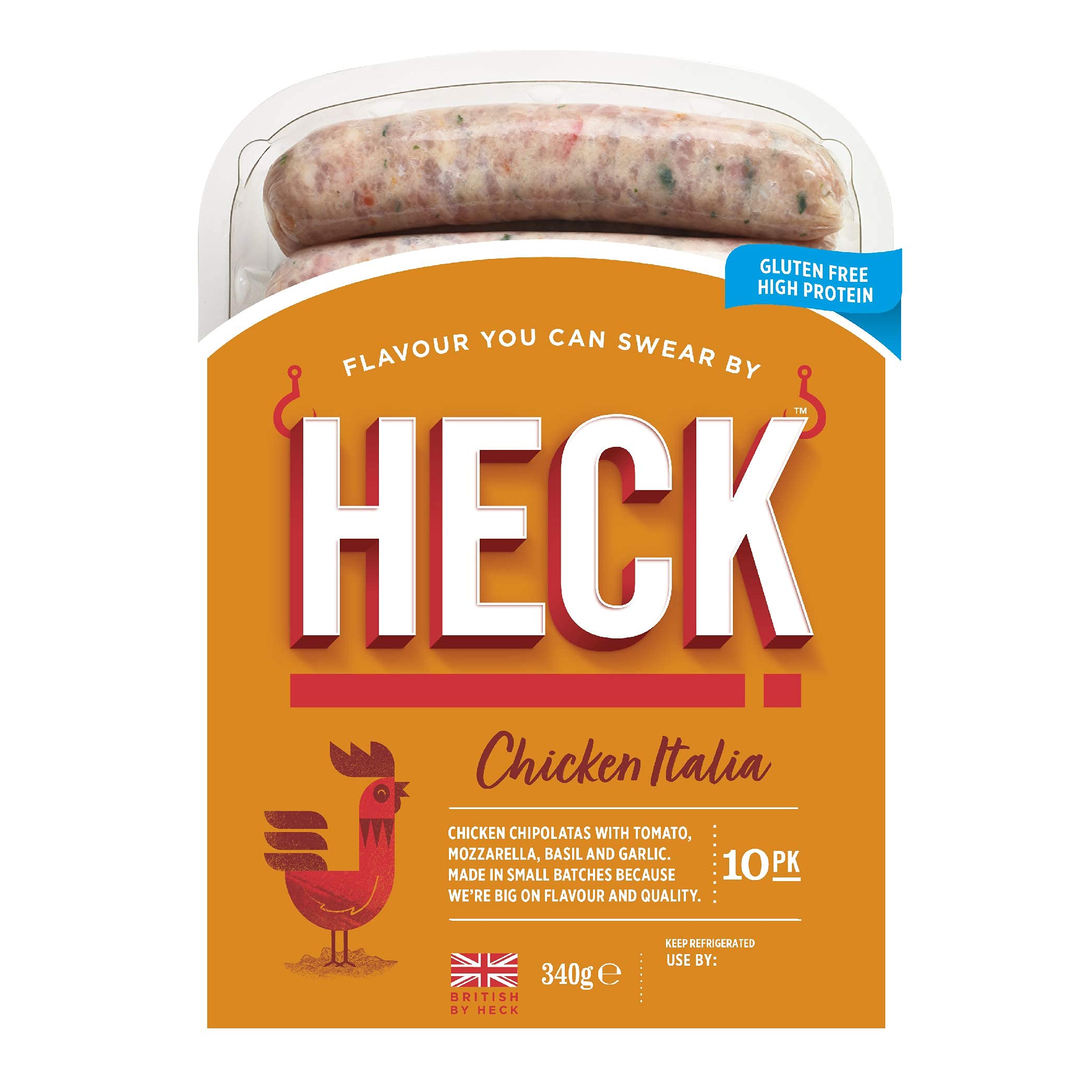 Reduced Shelf Life, Heck 10 Chicken Italia Sausages, 340g