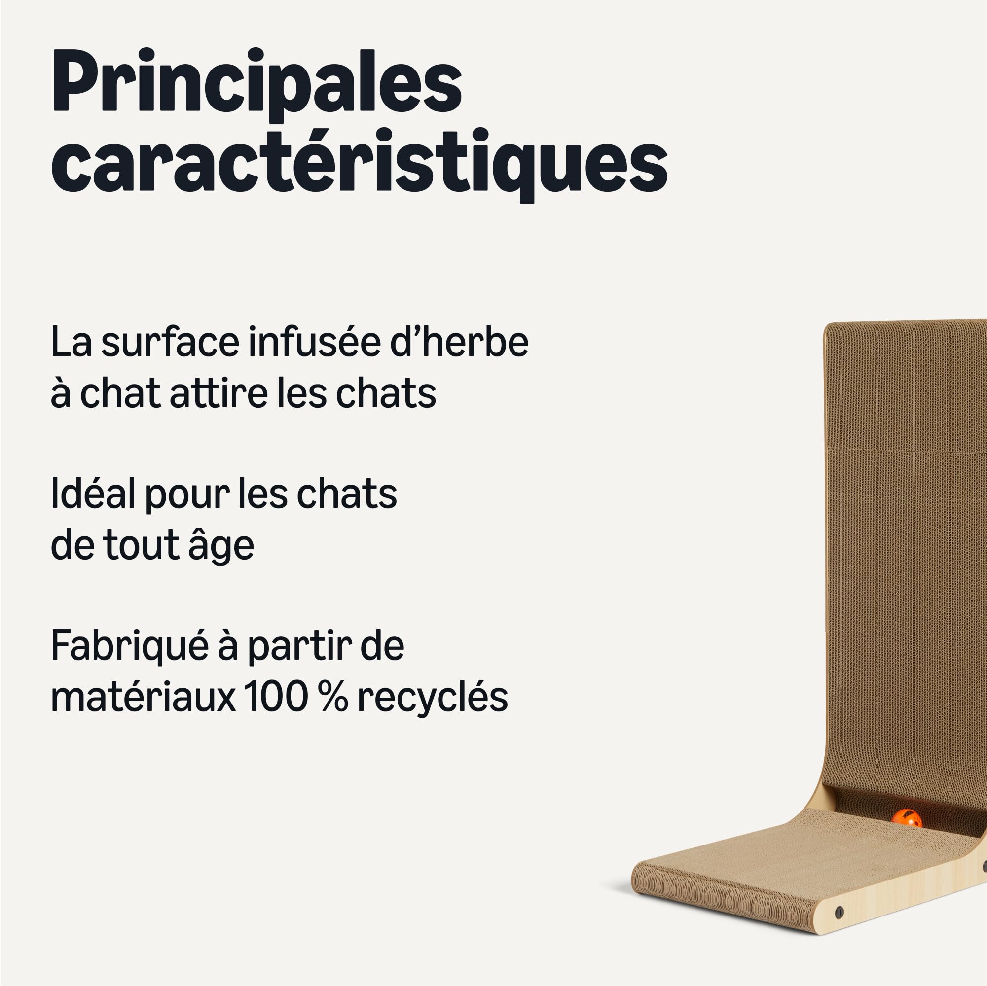 Image secondaire de Griffoir en L pour Chats avec Balle Interactive et Herbe à Chat