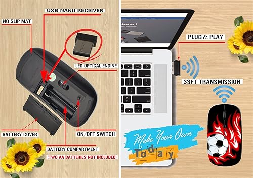 Miniatura 6 de maizi Ratón inalámbrico MacBook para Mac Laptop PC Chromebook, Ratones inalámbricos MacBook ID de imagen 13295369 Fútbol y fútbol b 2.4G Ligero con