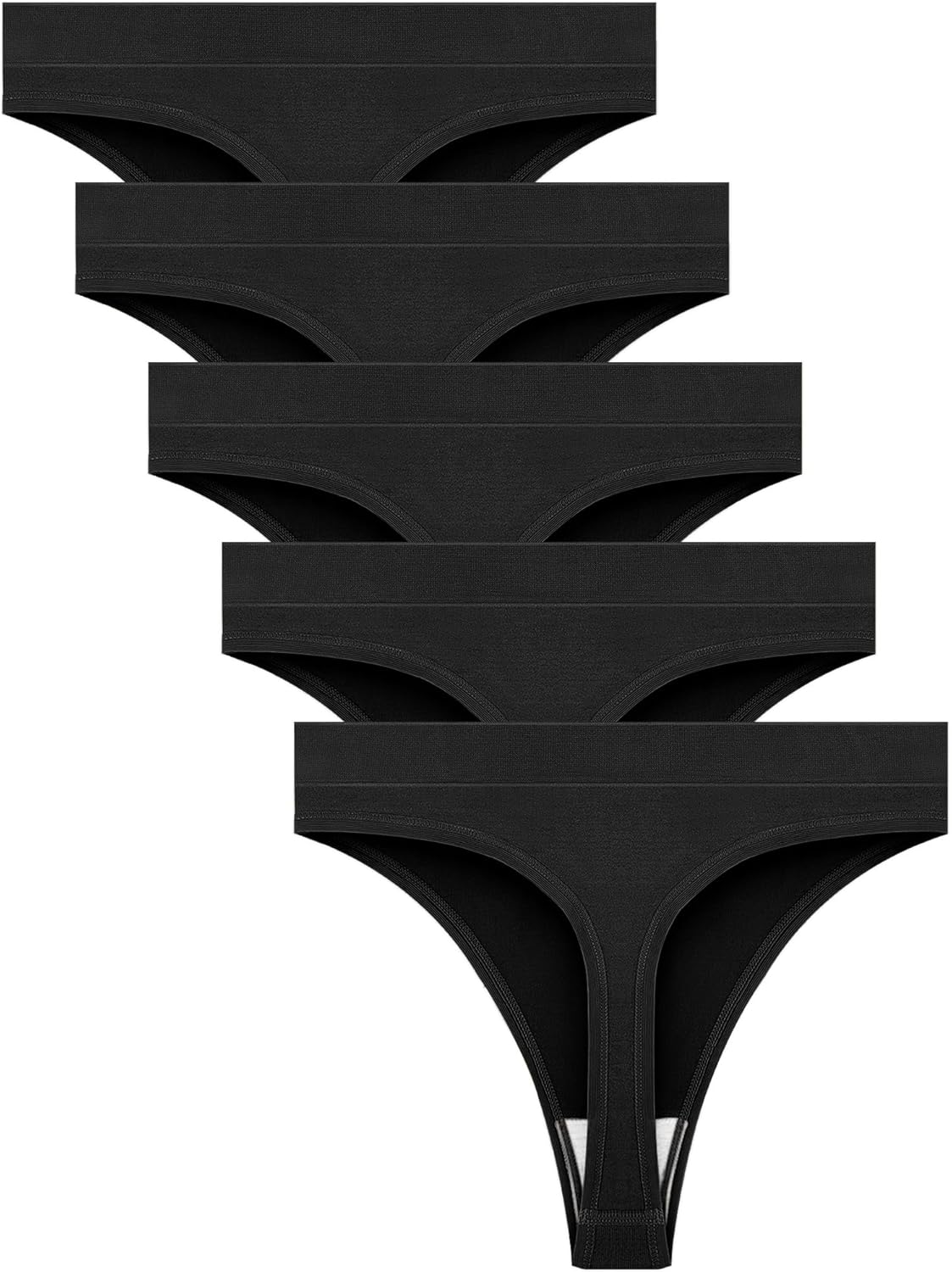 voenxe Seamless Womens Thong Underwear,High Waisted Tanga Woman No Show Panties,Breathable Workout Comfortable Undies,5 Pack - Image 8