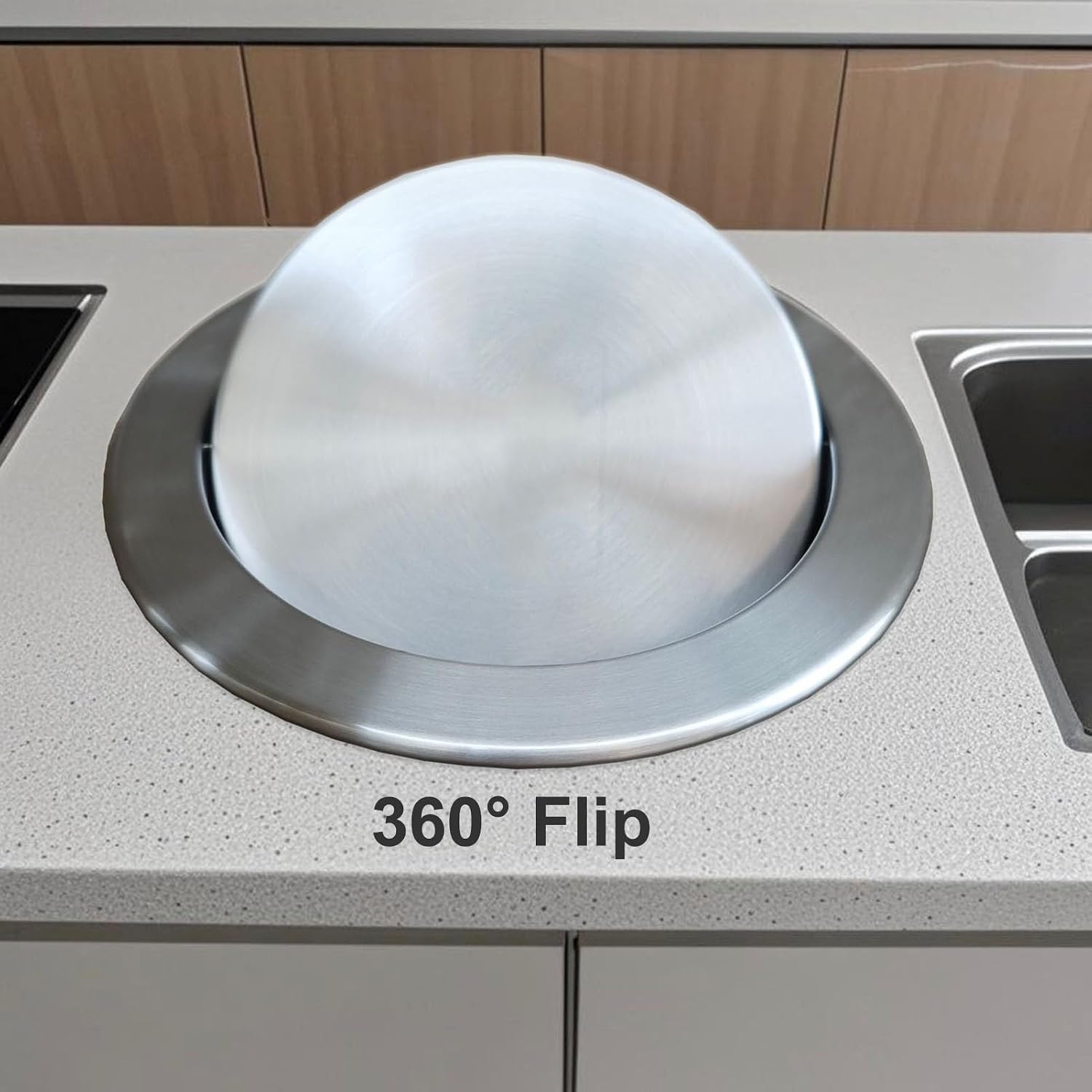 Stainless Steel Round Trash Can Lid Replacement - Sleek Recessed Cover for Countertop Garbage Bin - Easy-to-Clean, Rust-Resistant, Durable Design