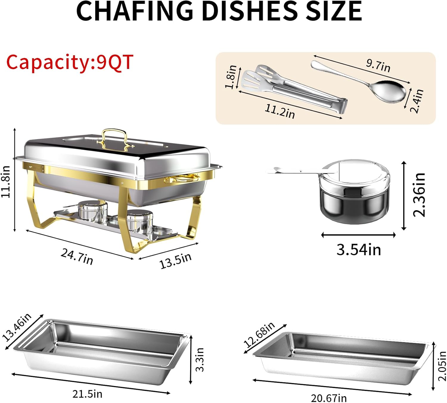 YLGJ&TIDY Chafing Dishes for Buffet set of 4 Food Warmers for Parties, Buffet Servers and Warmers,Semi Gold Chafing Dish Buffet Set, Elegant Catering Supplies Buffet Display Set