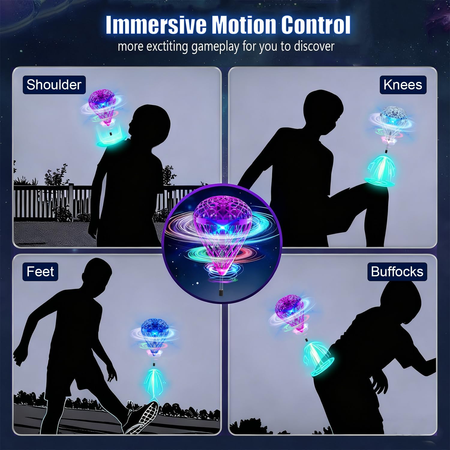 2025 Cosmic Globe,Hover Orb Toy with 3D Flips, Rechargeable Floating Spinner for 6 7 8 9 10 11 12 Years Old Boy&Girls Indoor/Outdoor (Purle)