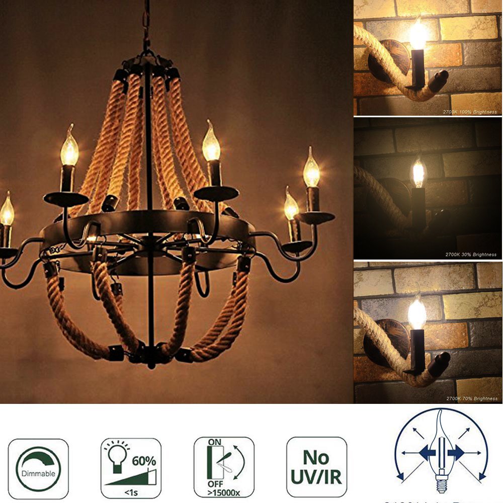 Bulb - UL LED candelabri, lampadario LED da 4 Watt, 350 lumen, E12 base candelabri base lampadina, 2700 K- interni o esterni (confezione da 6)