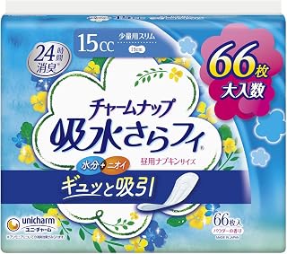 魅力用品 吸水 15cc 少量用 白天用卫生巾尺寸 19cm【轻尿湿人士】 66枚 66