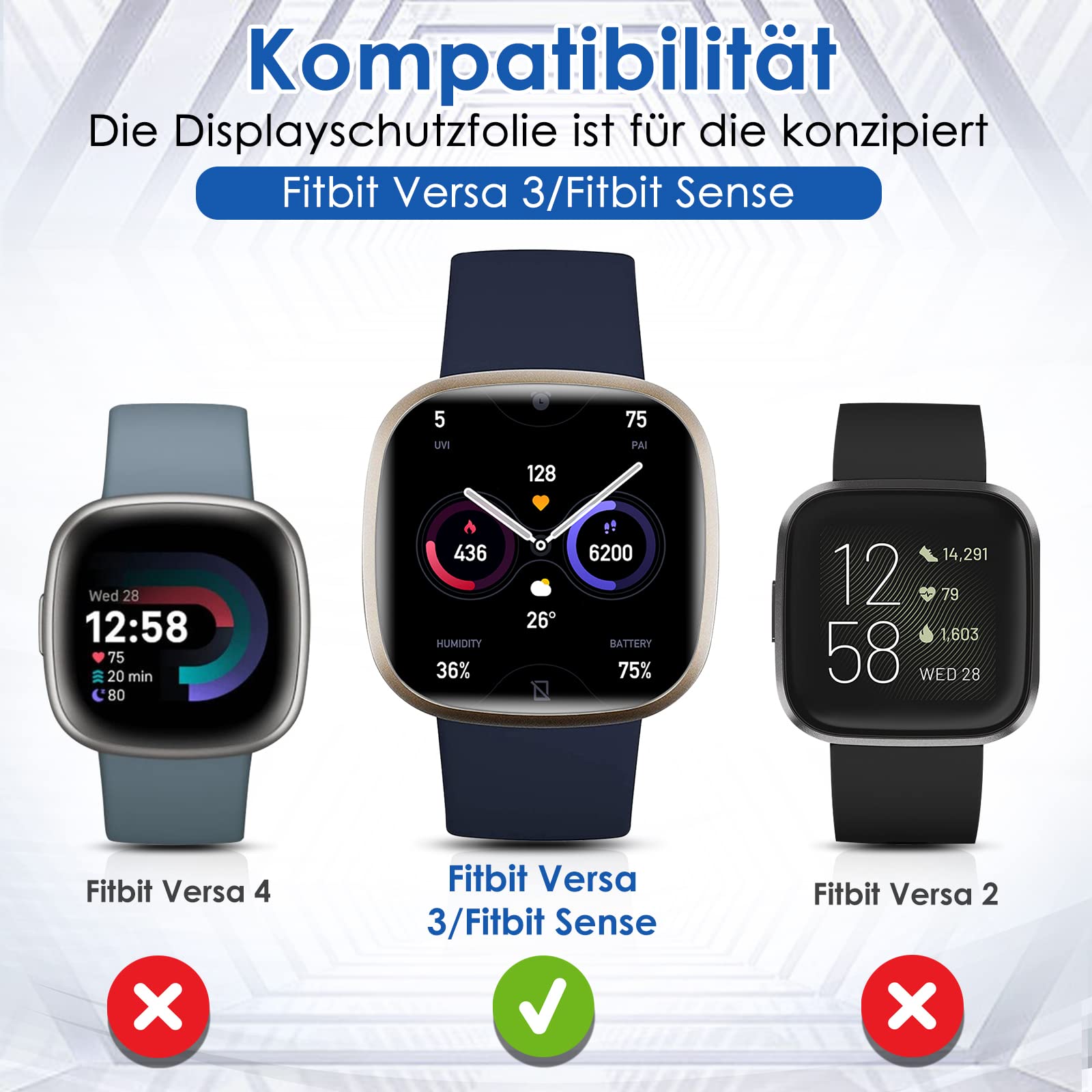 Proteggischermo in vetro temperato 0.3mm Fitbit Versa