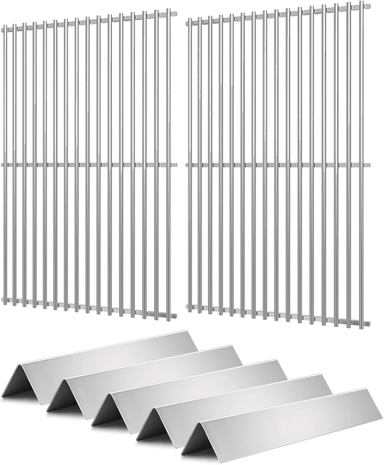 GasSaf 17.5 inch Flavorizer Bars and 19.5 inch Grill Grates Replacement for Weber 7620 7524, Genesis 300 Series E310 E320 E330 S310 S320 S330 Gas Grills with Front Control Knob (2011-2016)