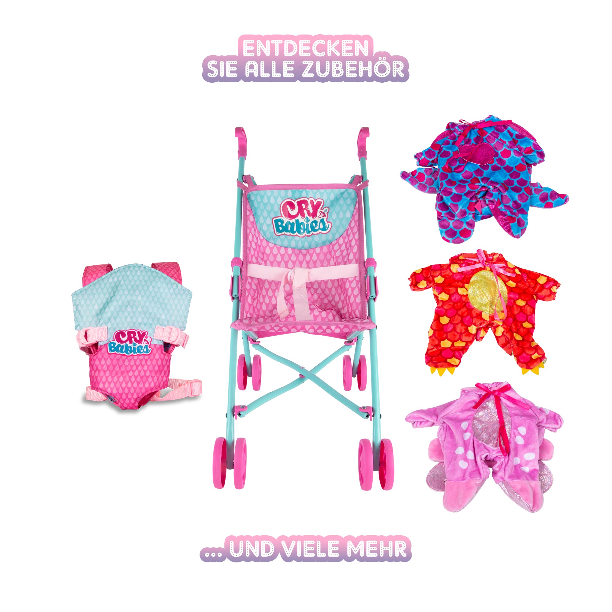 CRY BABIES Dressy Fantasy Jenna, Interaktive Puppe, die echte Kullertränen weint. Mit Haaren zum Stylen, wechselbarer Kleidung und Accessoires – Spielzeug und Geschenk für Kinder