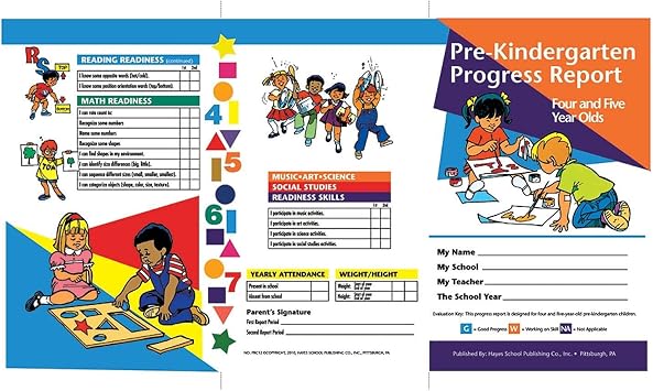 Hayes Pre-Kindergarten Progress Report 4 and 5 Year olds - 10 Pack