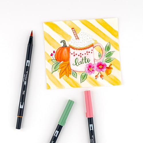 Miniatura 5 de Tombow 56229 Rotuladores artísticos de doble pincel con diseño de calabaza y especias, paquete de 6