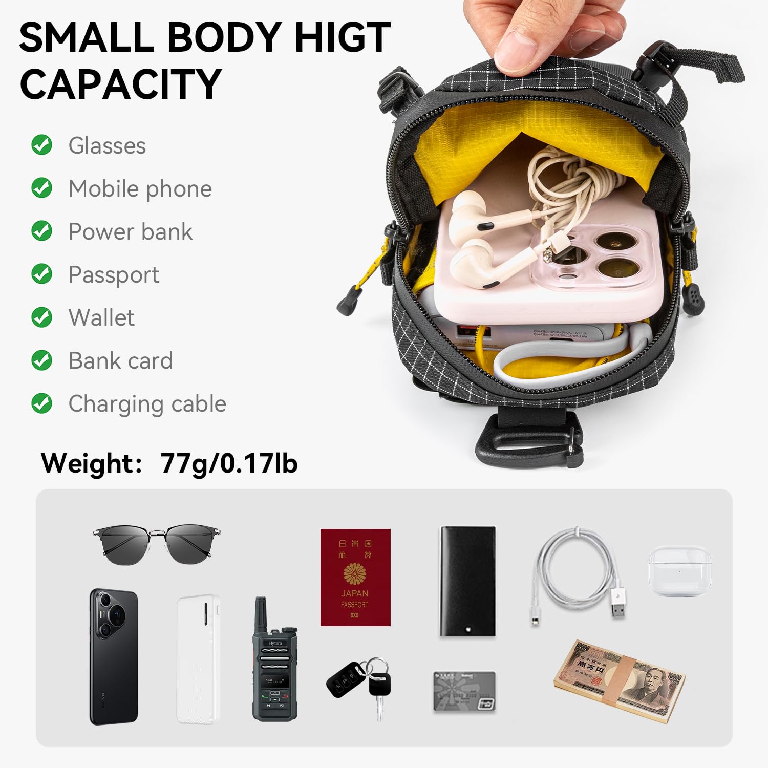 Plecak z paskiem na ramię – zestaw pasków do smartfona, wodoodporny plecak, kieszeń na ramię, torba do mocowania plecaka dla turystów, mała torba crossbody, nerka, do uprawiania sportu, wędrówek