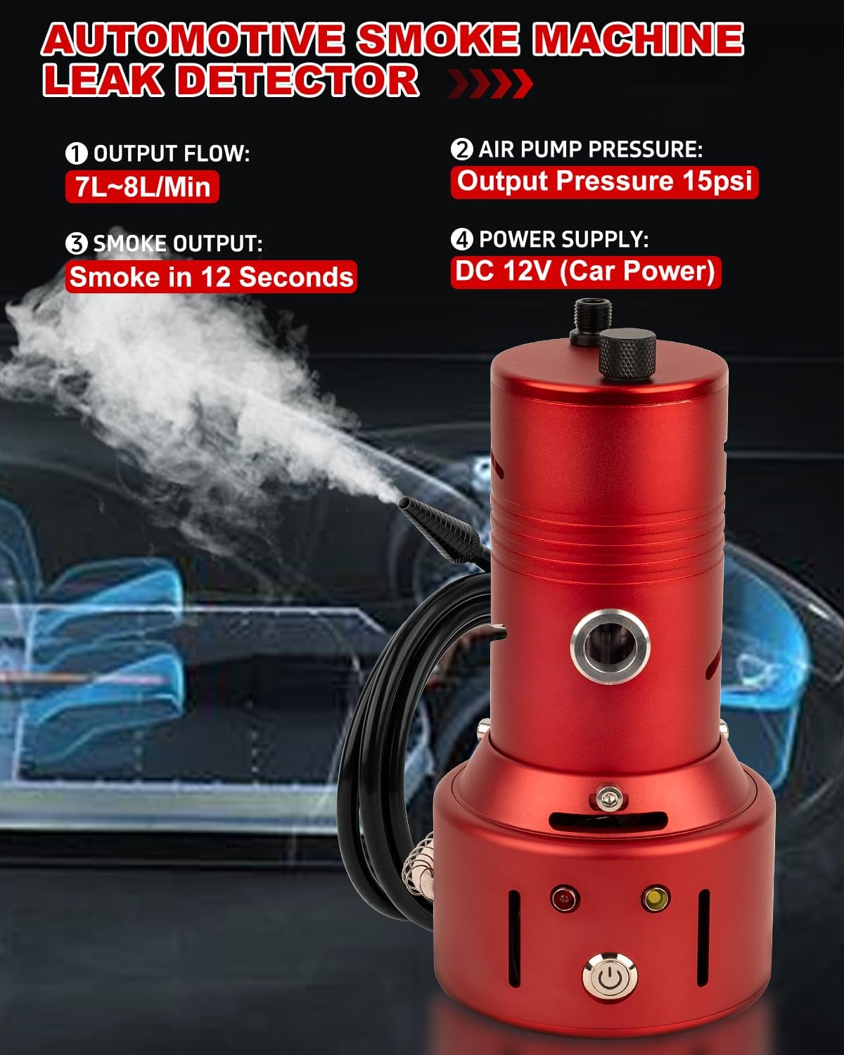 Smoke Machine Automotive Leak Detector with Built-in Air Pump, Auto Emission Vacuum Exhaust EVAP Smoke Machine Leakage Diagnostic Car Smoke Leak Tester Tools Kit (SLD-300 Pro)