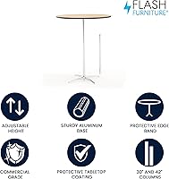 Vista 4 de Flash Furniture Lars 36'' Round Wood Cocktail Table with 30'' and 42'' Columns, Wood Bar Height Table for Commercial or Residential Use, Natural