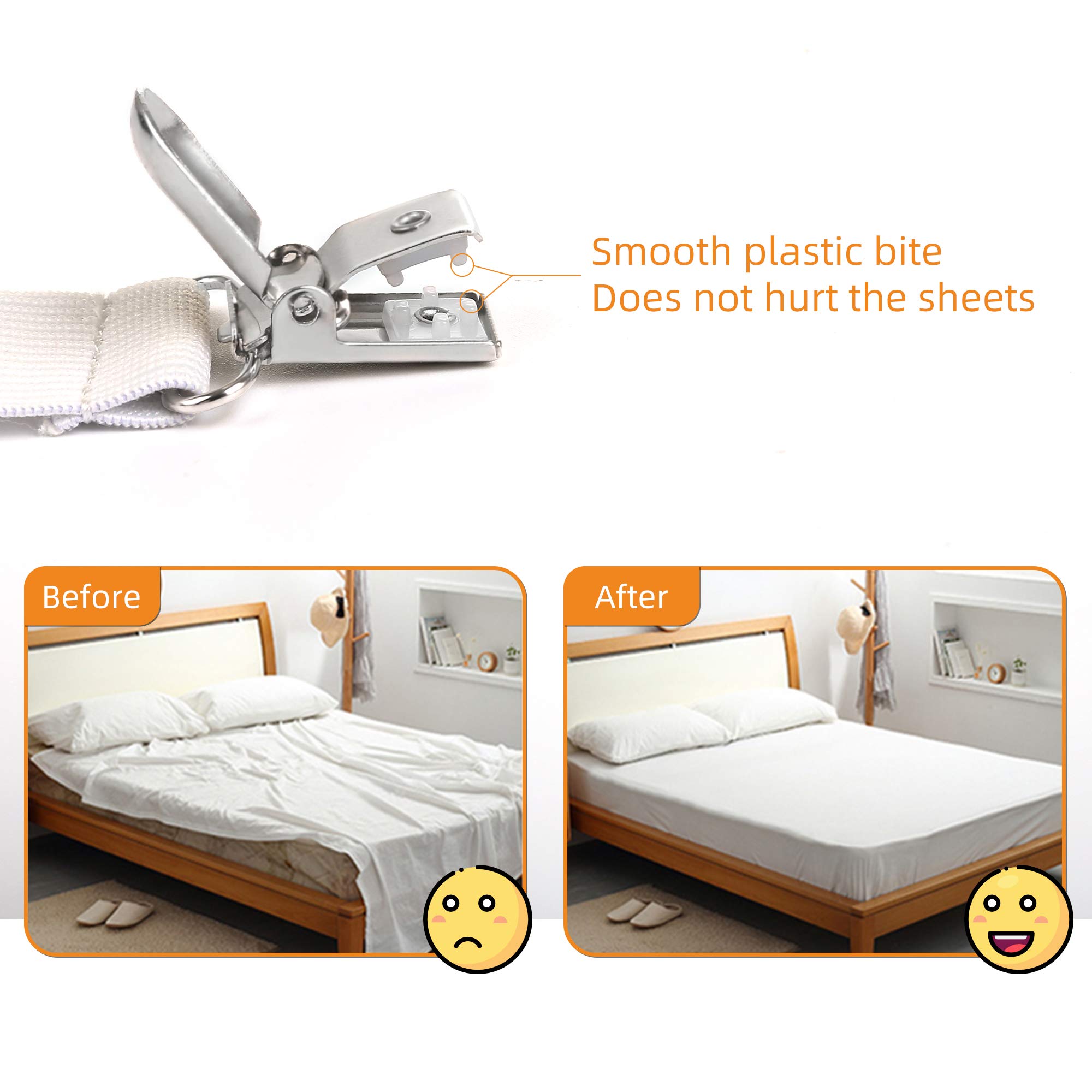 4 Stuks Bedlakenspanners, Verstelbare Bedlakenhouders, Anti Slip Hoeshouder Universele Lakenspanner Voor Alle Matrasmaten Praktische Spanner Het Vastleggen Van Lakens Grijs 3629323899