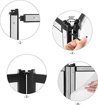 PRORECK DJ Foldable Facade Portable Event Booth Panels 4 Detachable Black Metal Frame Projector Display Scrim Panel with Carry Bag