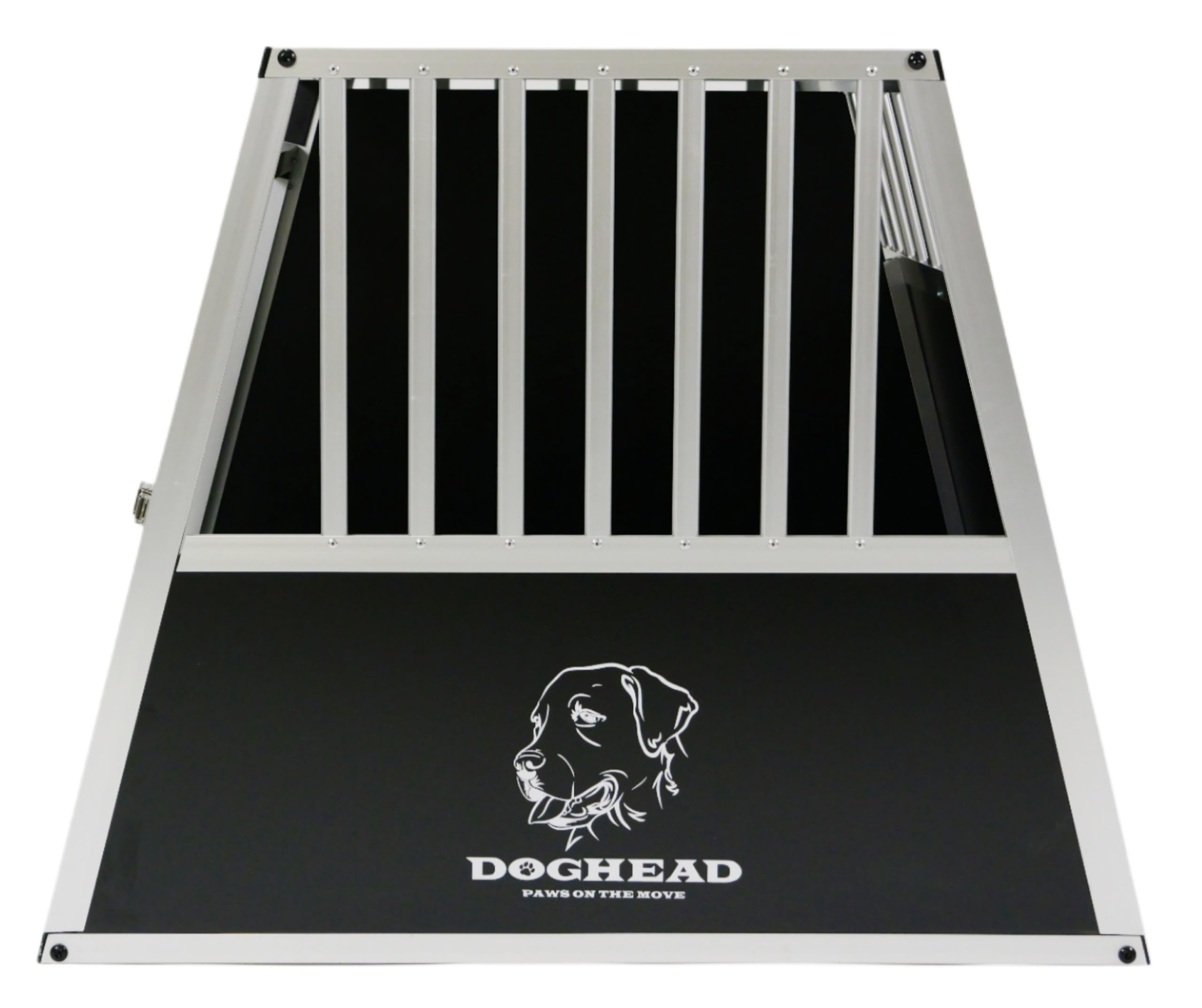 DOGHEAD Hundetransportbox Ecoline, Double 97x85x69 cm DG, Schwarz, Aluminium, Beidseitig Abgeschrägt 75°, 2 Trennwände, Keine Kombibox