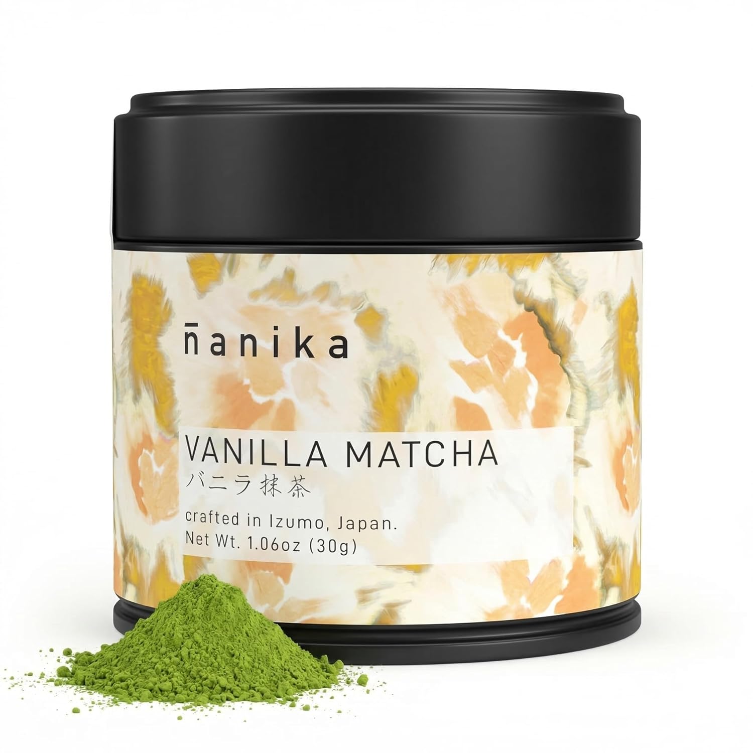 Nanika Premium Vanilla Matcha Powder | Japanese Green Tea with Vanilla Flavor from Izumo, Japan | Shade Grown – Smooth & Creamy (80g | 2.82oz) | 40+ Servings