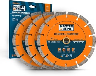 MASTERDEPOT 7 Inch Segmented Diamond Saw Blade for Angle Grinder - Dry/Wet Cut Concrete, Granite, Masonry, Stone - 3 Pack 7/8"-5/8" Arbor