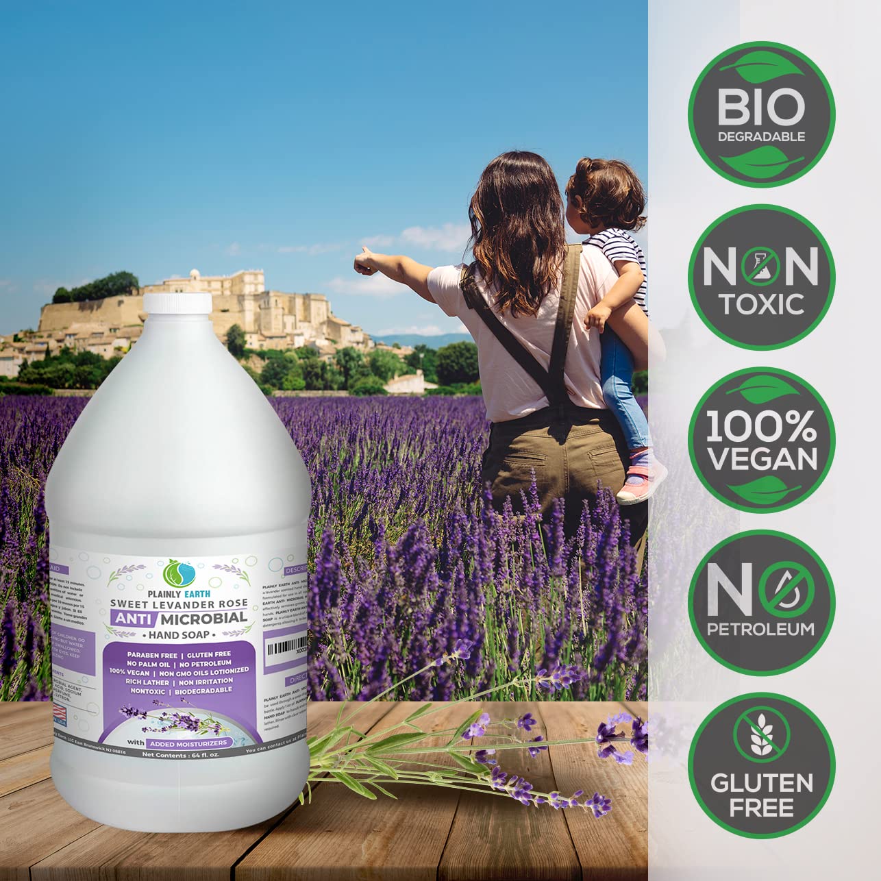 Antimicrobial Liquid Hand Soap (6 x 64 Oz) - Antibacterial Soap Refill - Hand Soap Refill Bottle - Cruelty Free Moisturizing Soap, Sweet Lavender Rose