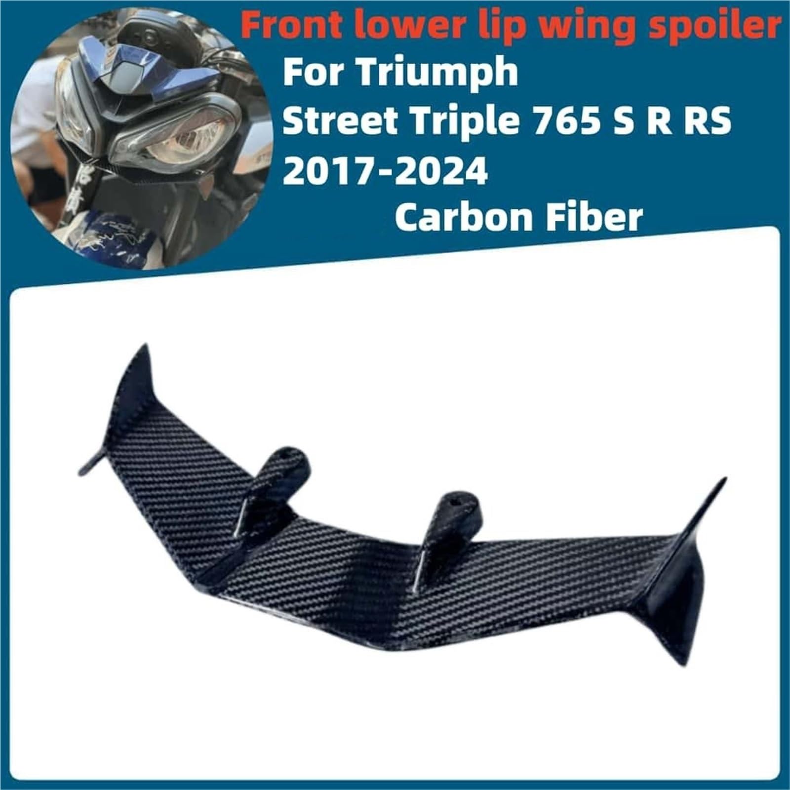 Spoiler dachowy Pasuje do Triumph Street Triple 765 SR RS 2017-2024 przedni dolny spojler skrzydłowy stały owiewka tylnego zderzaka