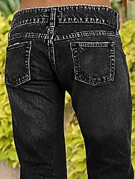 Flamingals Low Rise Flare Jeans for Women Trendy Y2K Button