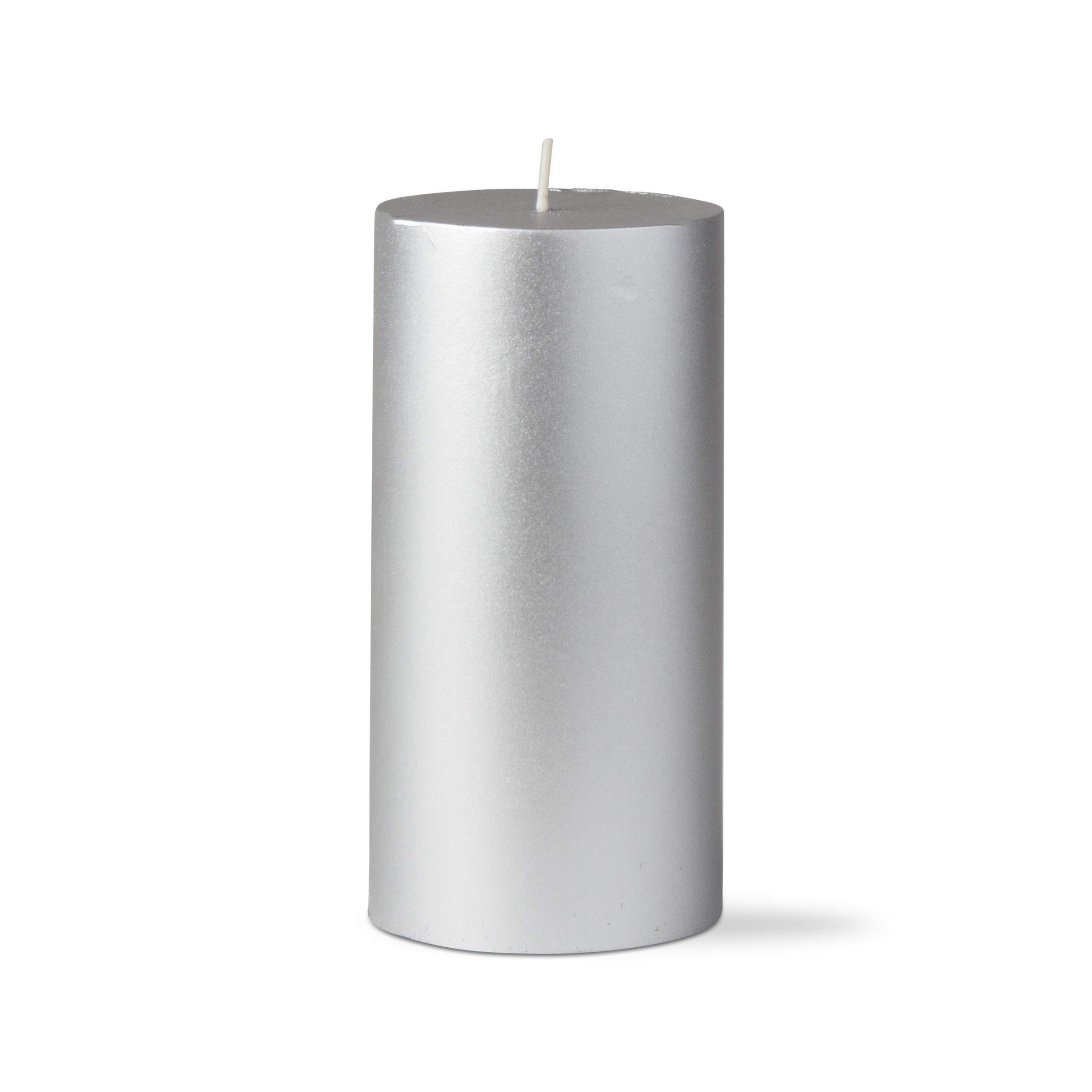 TAG Silver Metallic Pillar Paraffin Wax Candle 3X6 Unscented Drip-Free Long Burning 80 Hours For Home Decor Wedding Parties 3x6 Silver