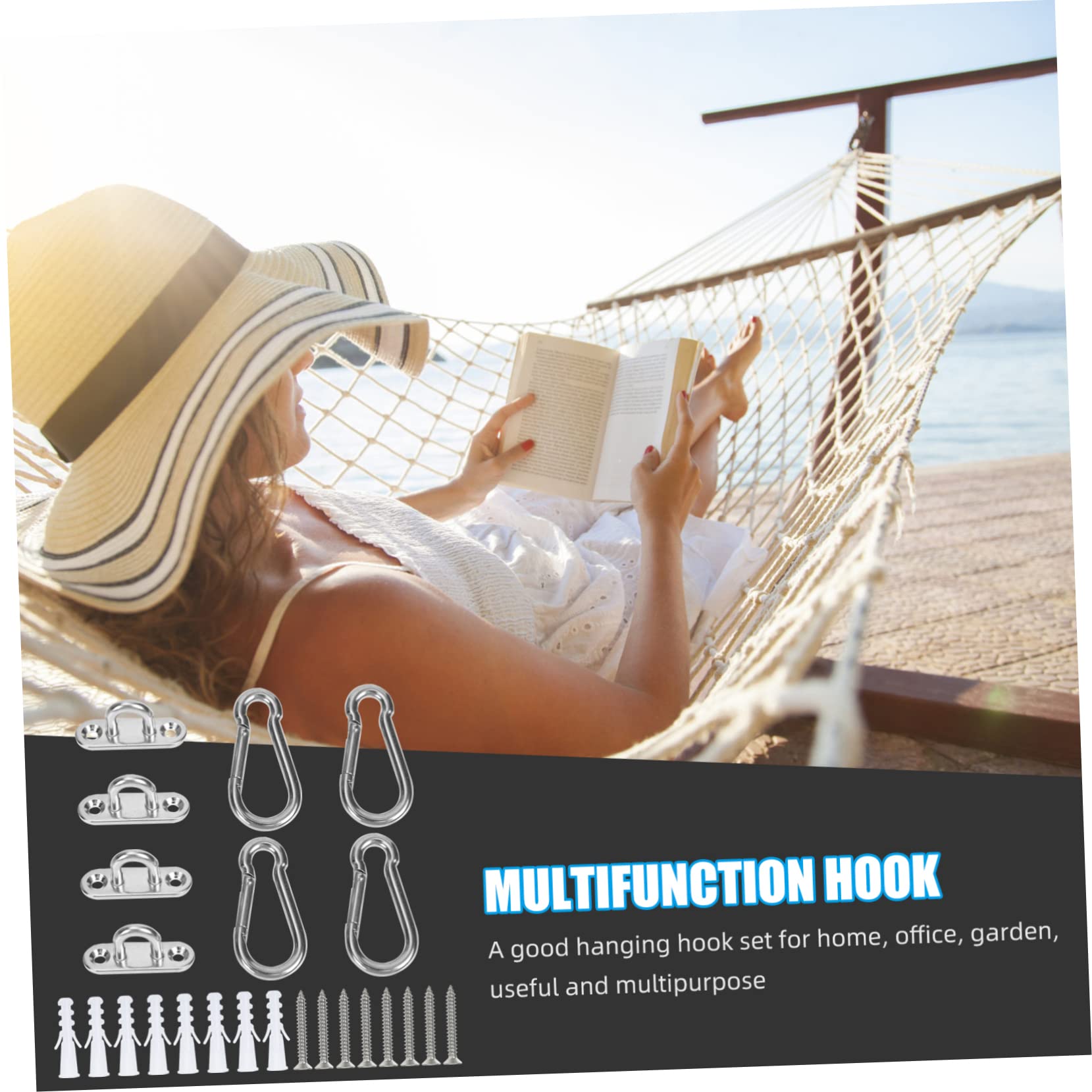 Happyyami 3juegos Hebillas Inoxidable para Colgar Hamacas y Toldos Accesorios De Montaje para Camping y Actividades