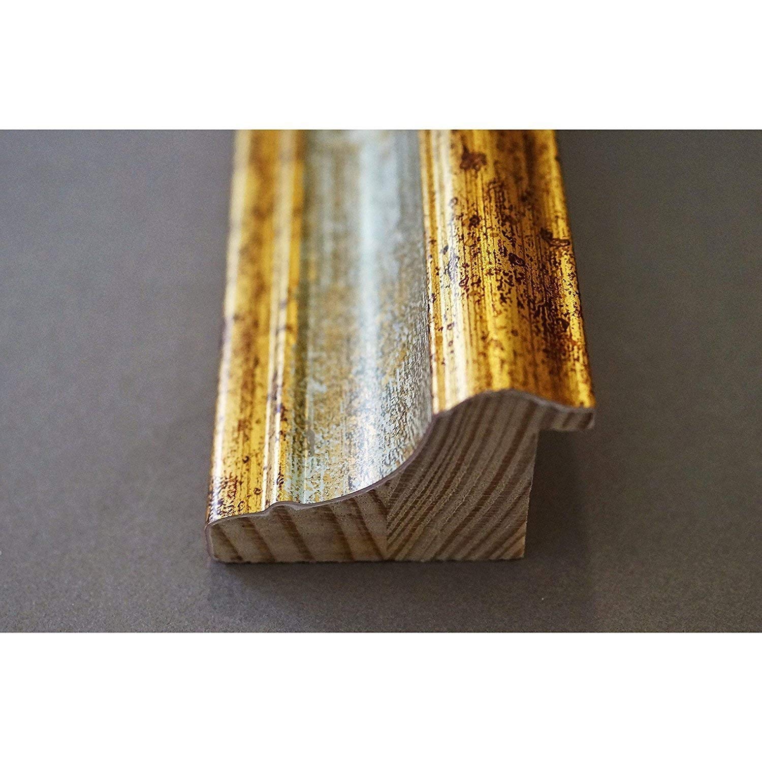 Marco dorado para cuadros - oro/color con o sin paspartú de madera-varios tamaños (oro/marfil, 40x60+paspartú)