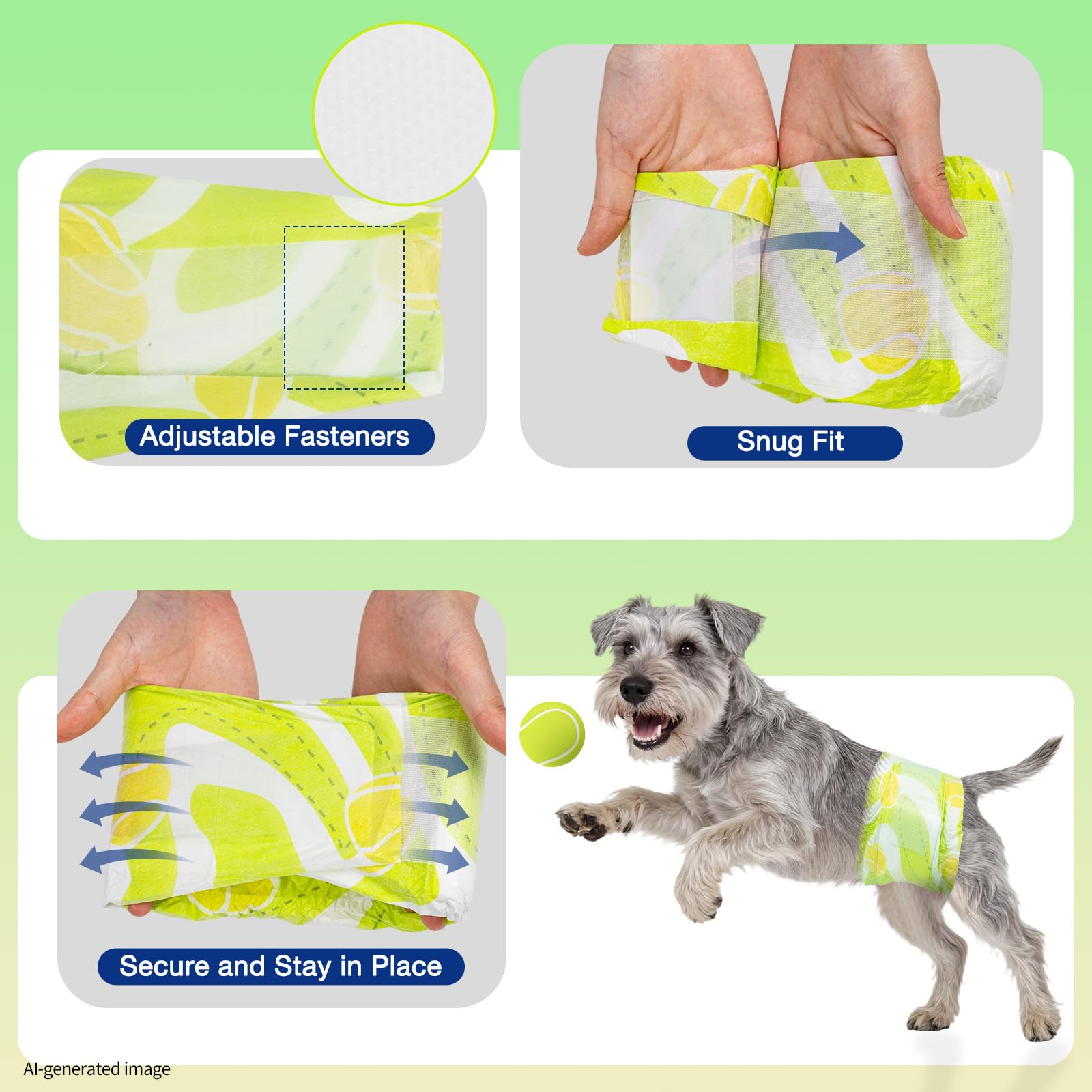 Dono 60 pañales desechables para perros con indicador de humedad y barrera a prueba de fugas, pañales para perros para incontinencia, problemas de marcado, M (45-63 cm)