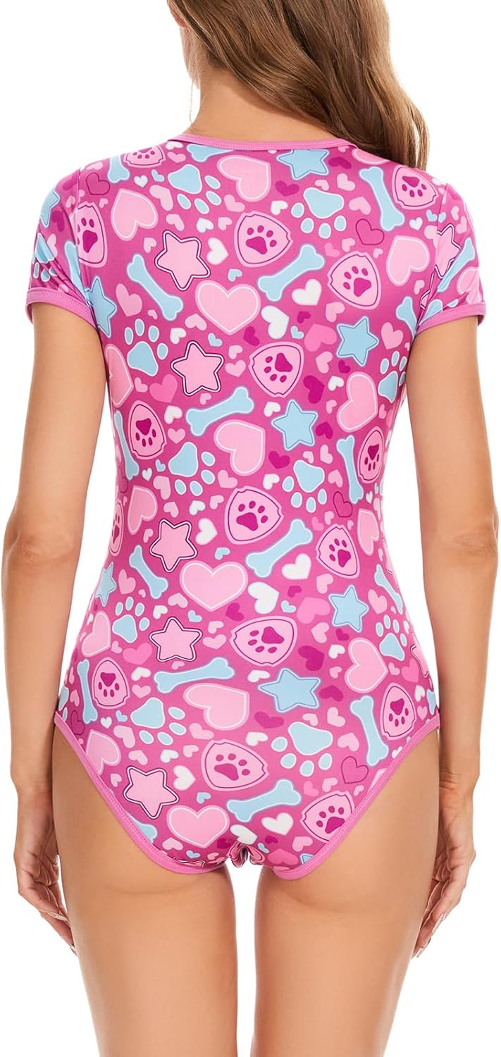 Adult Onesie Bodysuit for Women: Cute Stretchy Romper Snap Crotch - Kawaii Pajamas Soft Fit Gift for Sleepwear - Image 2
