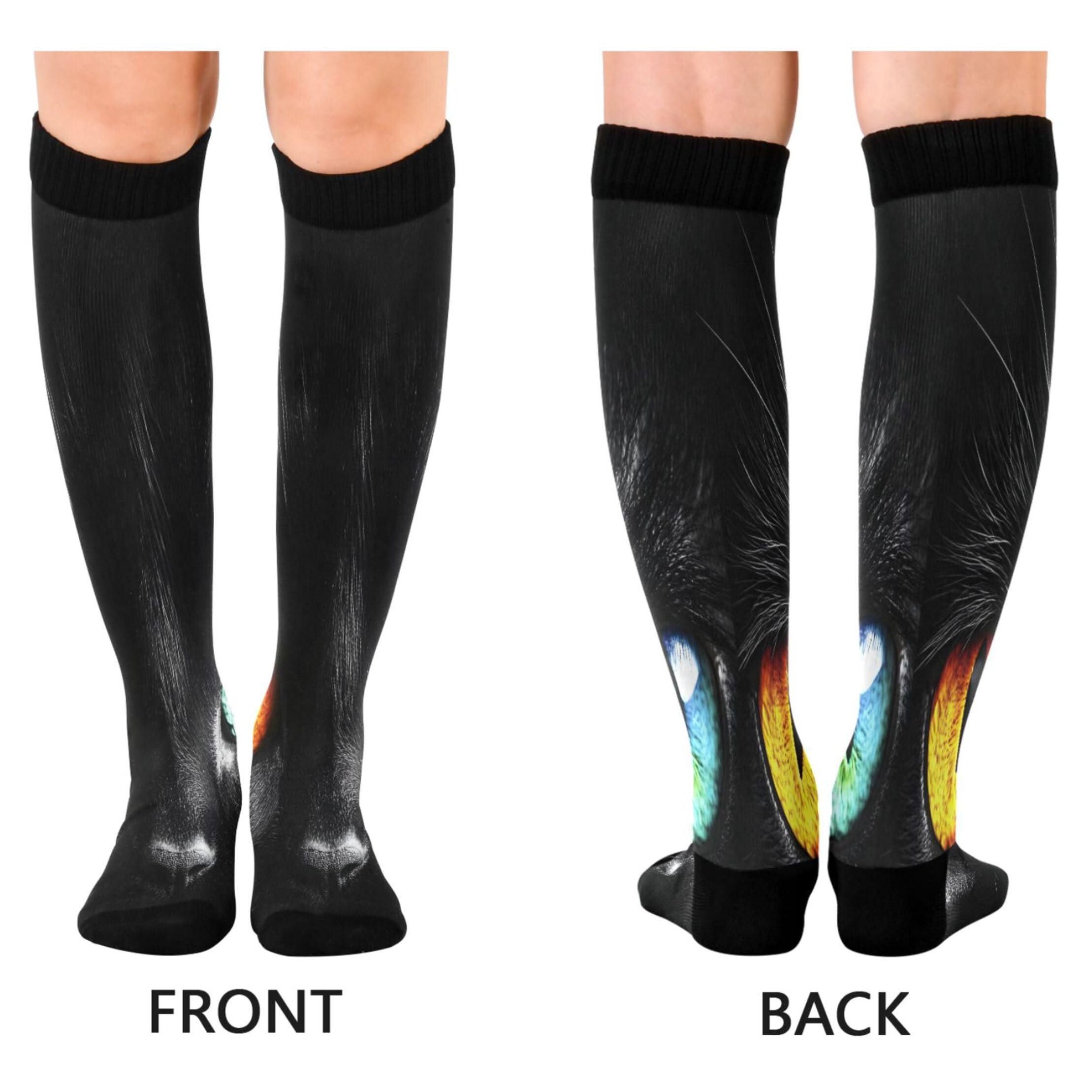 Burbuja Black Cat Eyes Compression Socks for Women Men (20-30mmHg), Knee High Socks Circulation Support for Sport Running Hiking Nurse, 1 Pair