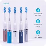 Sonisk Pulse Electric Sonic Toothbrush - Compact and Lightweight - Brosse à dents électrique - for Dental Care, Travel Cap, Changeable heads - 4