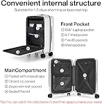 Hanke 20 Inch Carry On Luggage Airline Approved Hard Shell Suitcases with Wheels & Front Pocket TSA Luggage Lighiweight Carry On Suitcase for Travel Rolling Luggage(Grayish White)