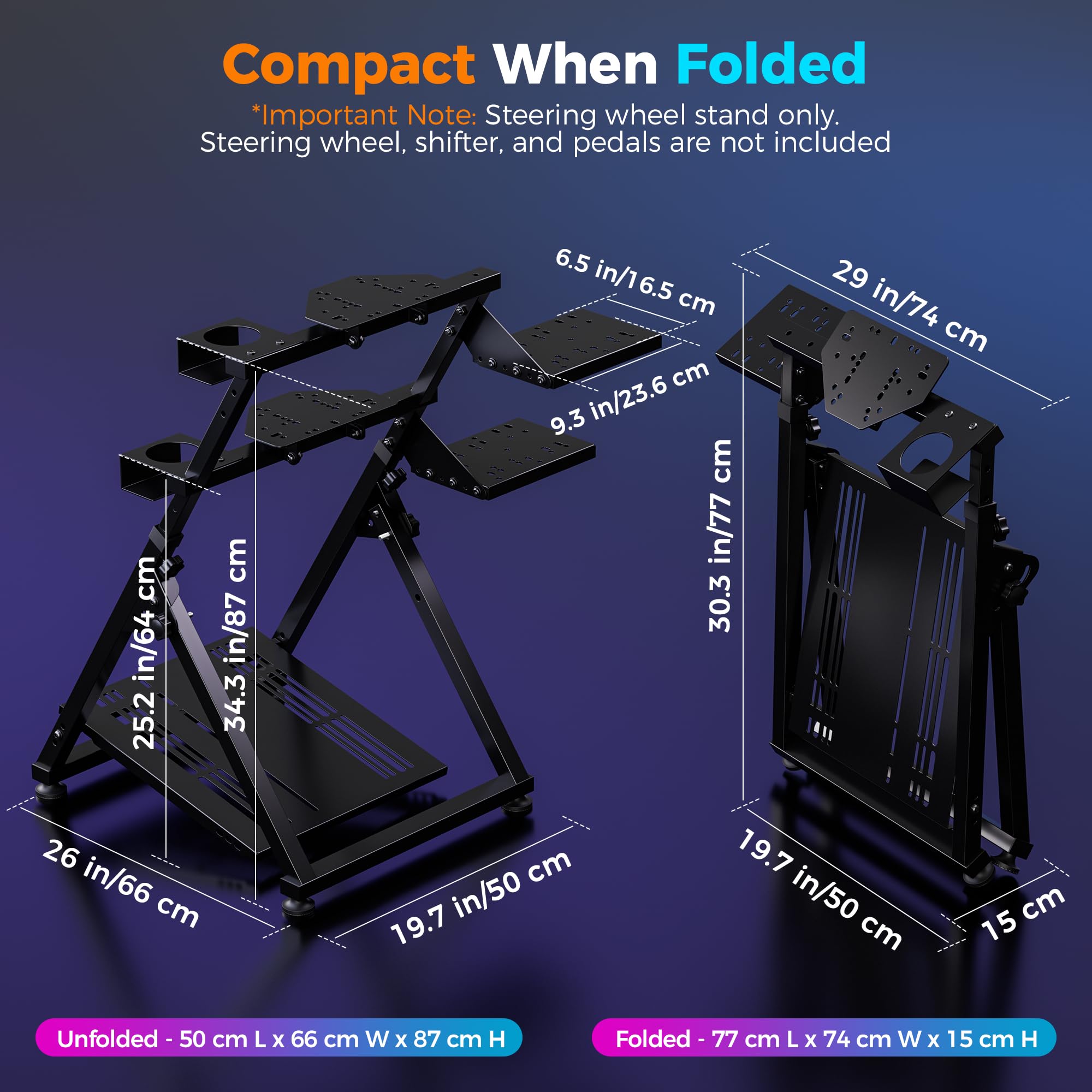 Support Volant Pliable Cockpit Simulateur Course Réglable Haute | Compatible Logitech G29 G25 G23, Panneau Volant 31 Trous, Panneau Levier 26 Trous, Pédales Non Incluses