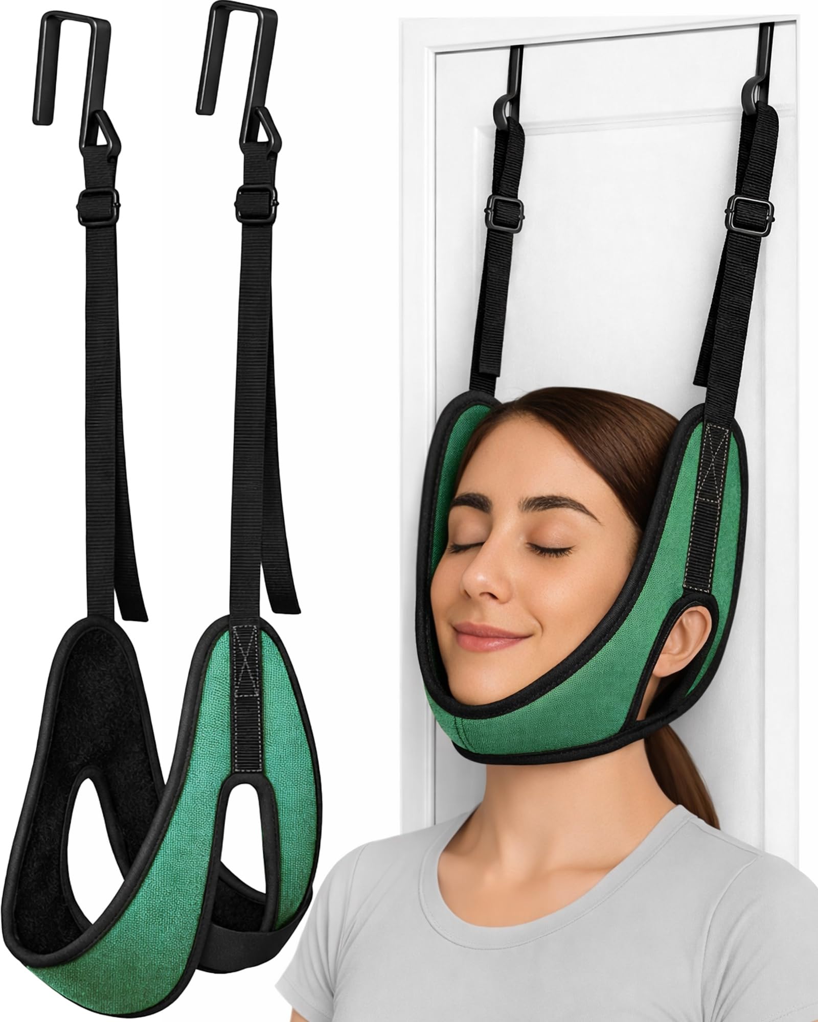 Upgraded Over-the-Door Cervical Neck Traction Device Portable Adjustable Neck Stretcher for Neck Pain Relief Spine Alignment Posture Correction