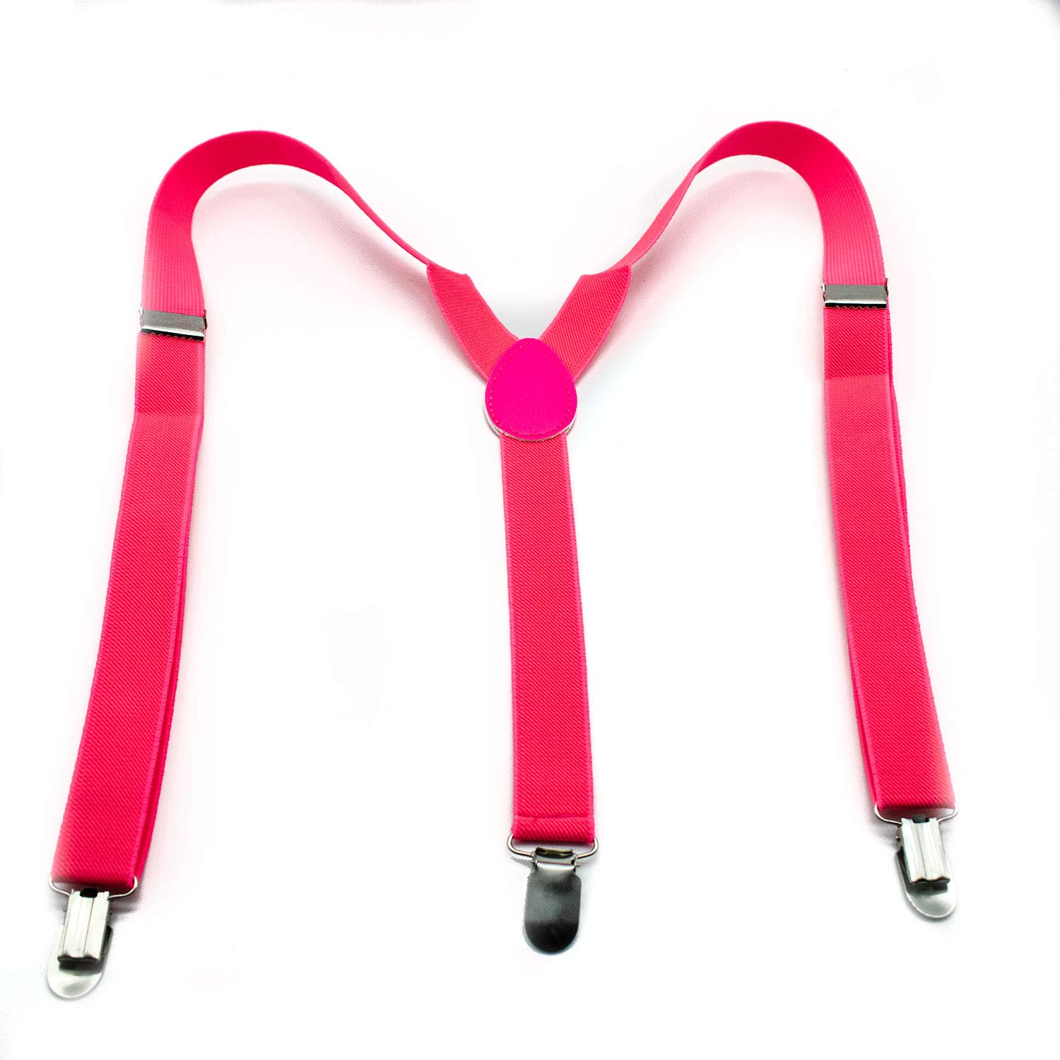 The Glowhouse Mens Neon Braces Bright Fancy Dress Suspenders (Pink)